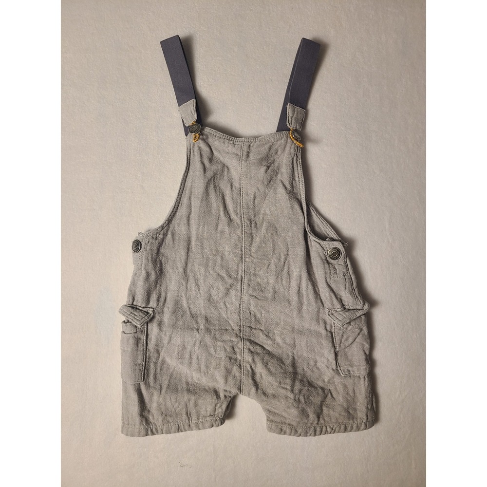 H&M Overall Shorts Boys 1.5-2Y Gray 100% Cotton Cargo Pocket Shortalls Modern